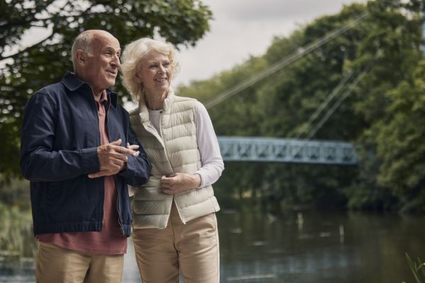 elderly couple enjoying nature